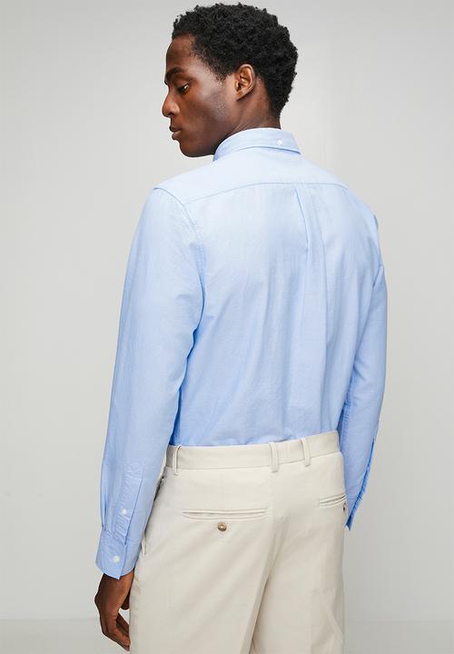 POLO - Mens ls classic plain oxford shirt - blue