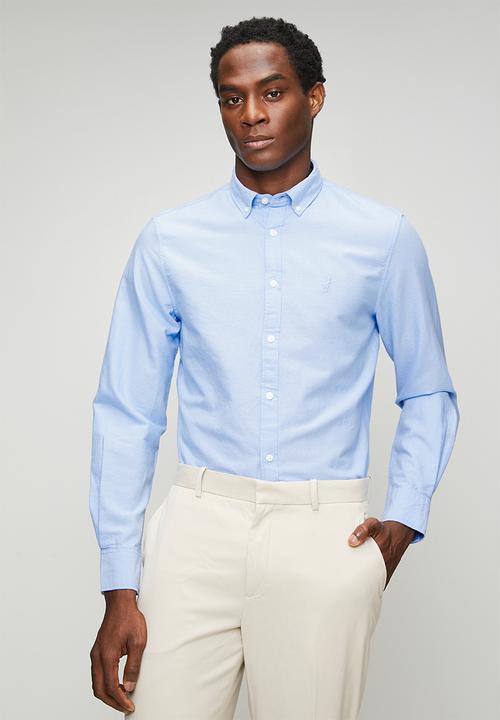 POLO - Mens ls classic plain oxford shirt - blue