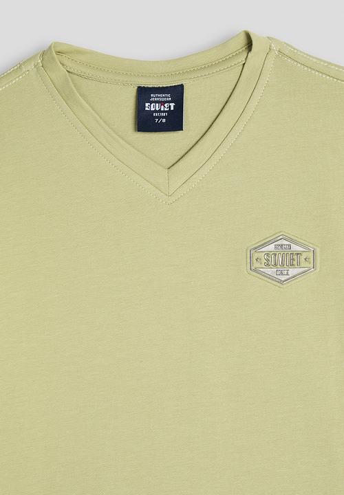 SOVIET - Boys S/Slv V-Neck Tee - Lt Sage