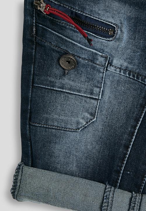 SOVIET - Boys Cargo Pocket Denim Short - Blue Black
