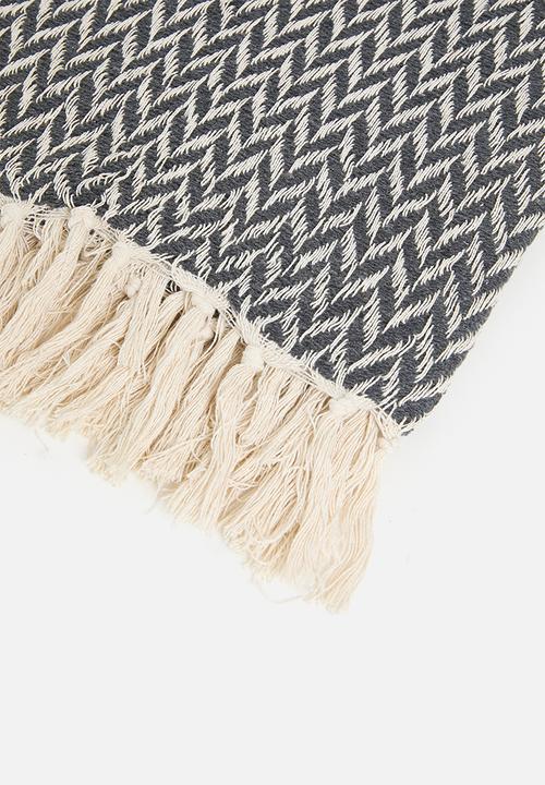 Sixth Floor - Herringbone Cotton Throw - Charcoal