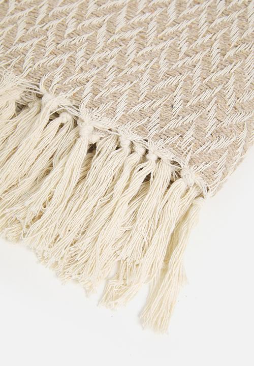 Sixth Floor - Herringbone Cotton Throw - Natural