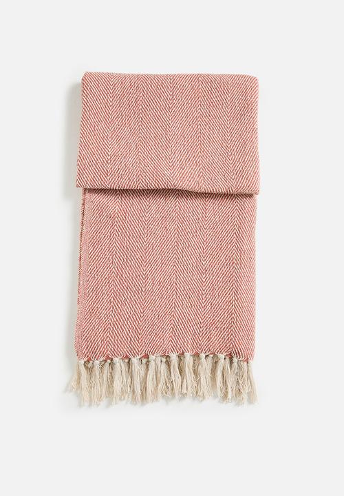 Sixth Floor - Chevron Cotton Throw - Rust