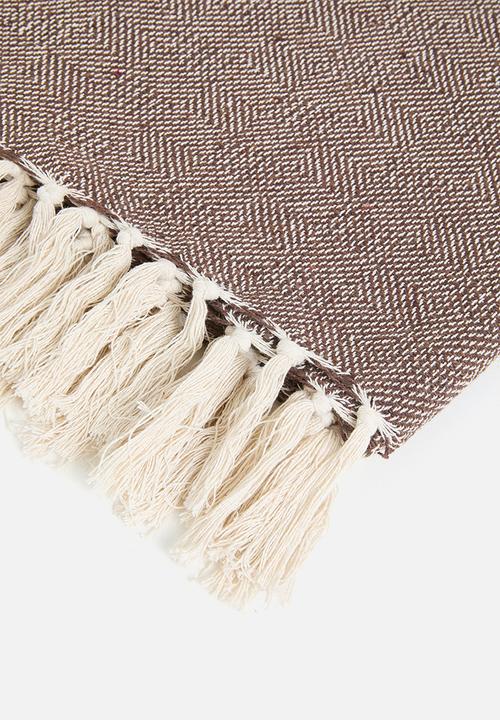 Sixth Floor - Stripe Cotton Throw - Coffee