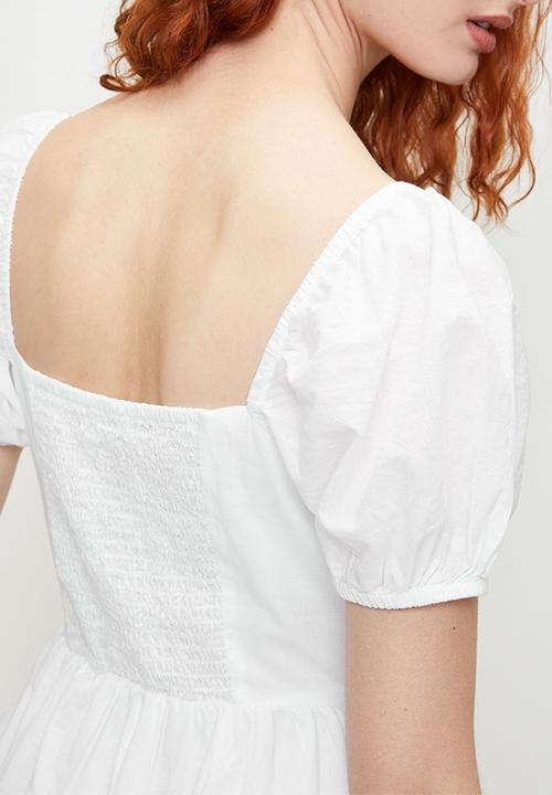 Brave Soul - Ladies Short Sleeve Pleated Dress - White