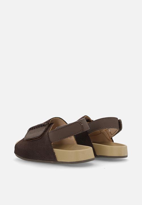 Pop Candy - Suedette sandals with ankle straps - dark choc