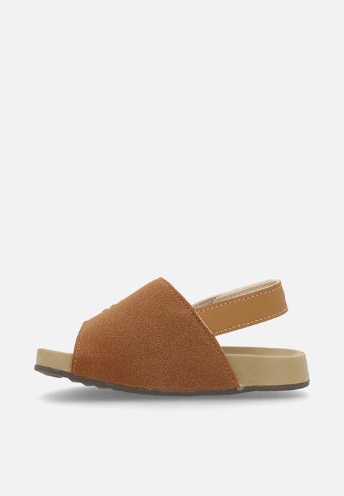 Pop Candy - Suedette sandals with ankle straps - tan