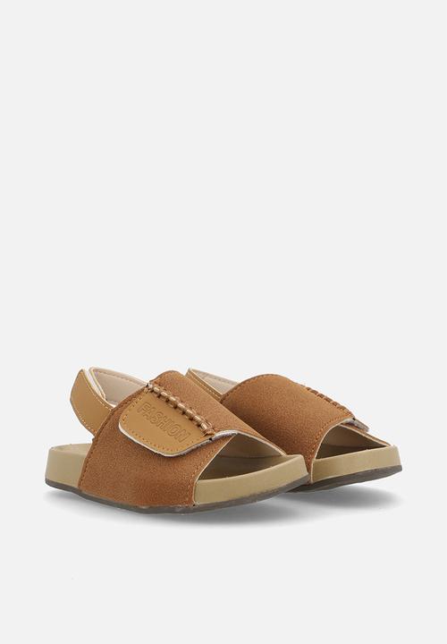 Pop Candy - Suedette sandals with ankle straps - tan