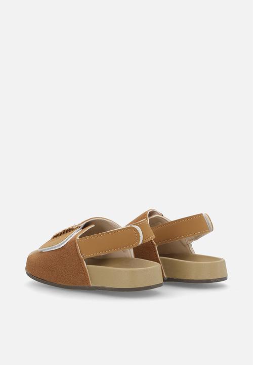 Pop Candy - Suedette sandals with ankle straps - tan