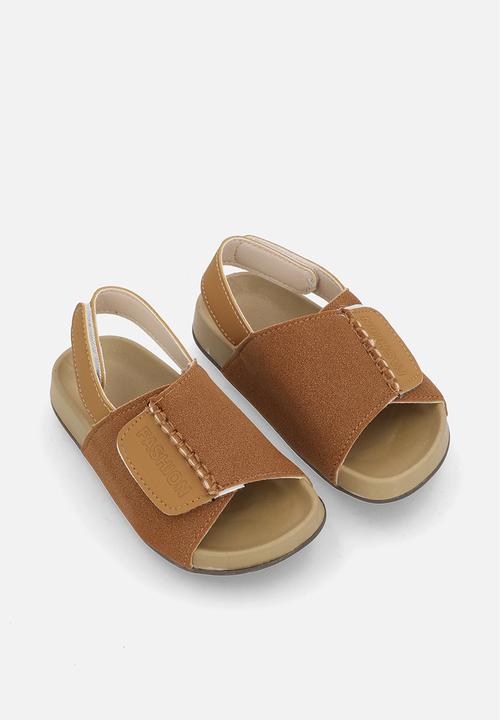 Pop Candy - Suedette sandals with ankle straps - tan