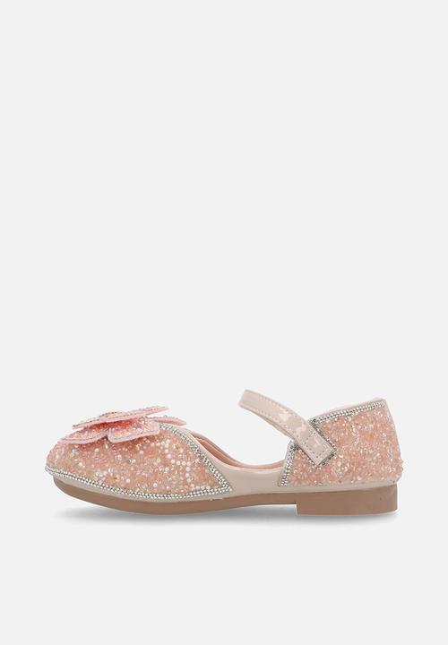 Pop Candy - Rhinestone princess flats with butterfly bow detail - pink
