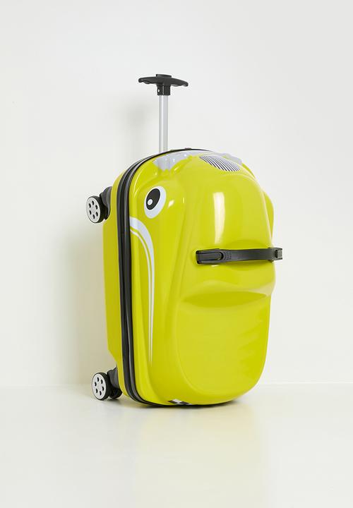 Pop Candy - Retro car-shaped ride-on trolley bag - lime yellow