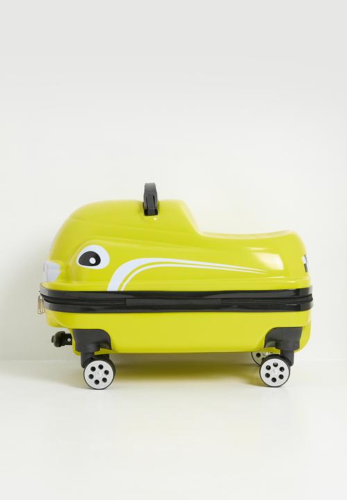 Pop Candy - Retro car-shaped ride-on trolley bag - lime yellow