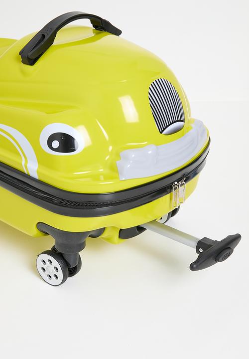 Pop Candy - Retro car-shaped ride-on trolley bag - lime yellow