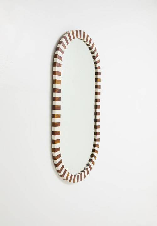 Sixth Floor - Resin Inlay Checker Mirror - tortoise & natural