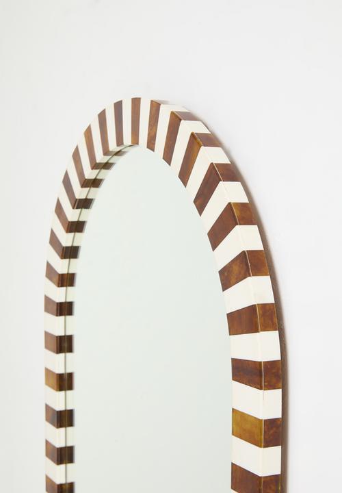 Sixth Floor - Resin Inlay Checker Mirror - tortoise & natural