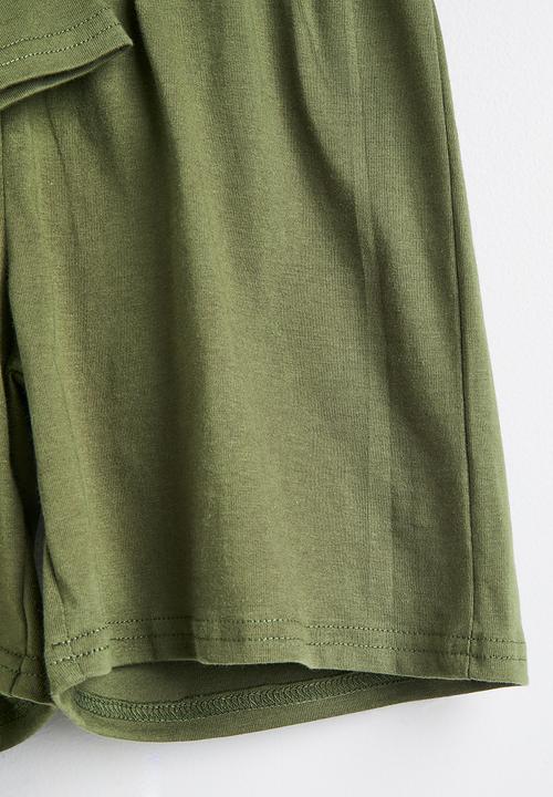 Pop Candy - Slogan pj set - dark olive