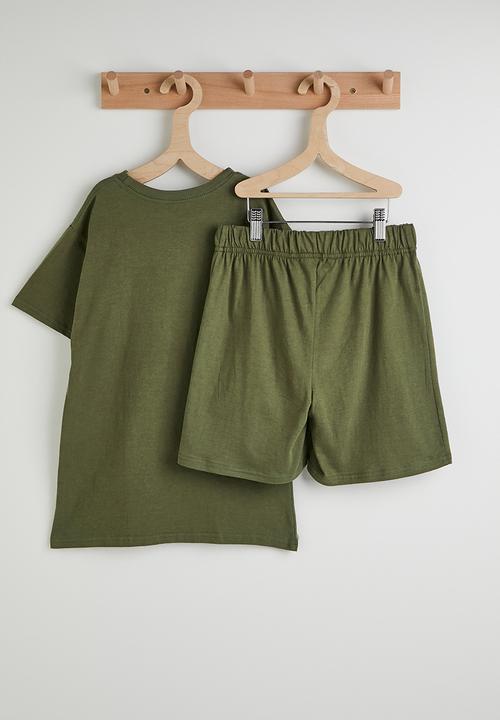 Pop Candy - Slogan pj set - dark olive