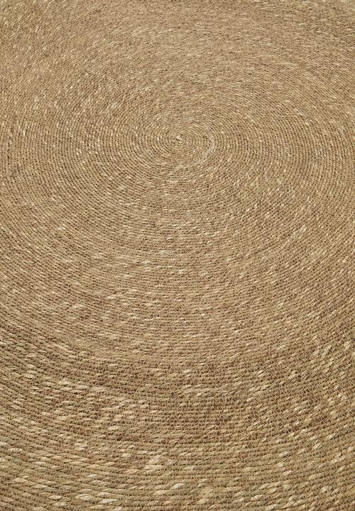 Sixth Floor - Handwoven Seagrass Round Rug White & Natural