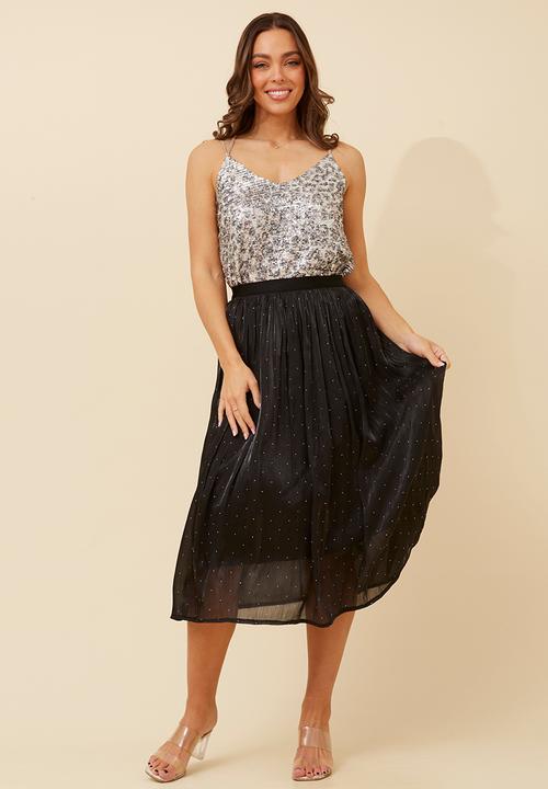 Stella Morgan - Elasticated Waist Below Knee Skirt - Black
