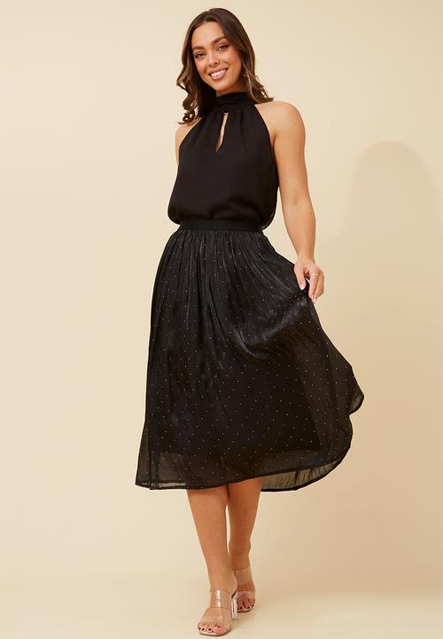 Stella Morgan - Elasticated Waist Below Knee Skirt - Black