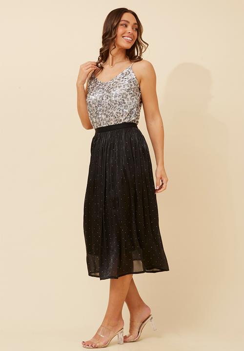 Stella Morgan - Elasticated Waist Below Knee Skirt - Black
