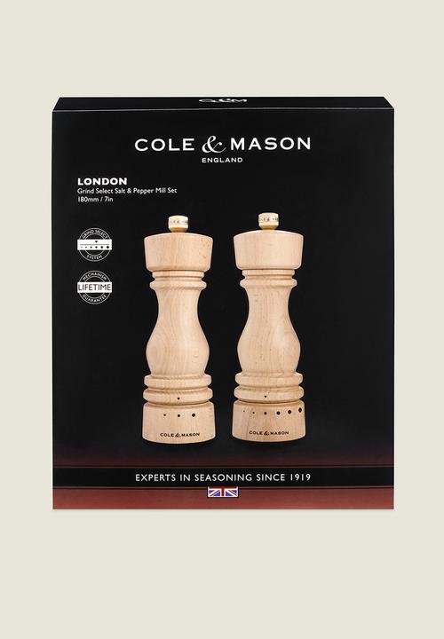 Cole & Mason - Cole & Mason London Salt & Pepper Mill Set, Natural Beech – 18cm