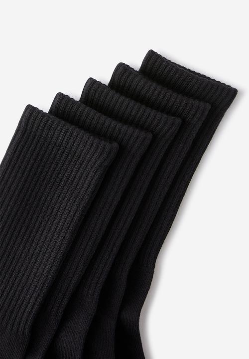 Cotton On - 5 Pack Essential Crew Socks - Black