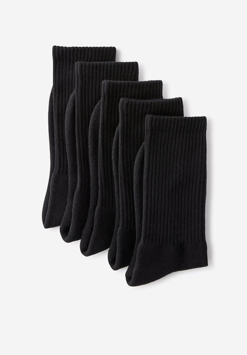 Cotton On - 5 Pack Essential Crew Socks - Black