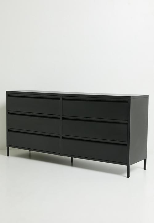 Sixth Floor - Mia 6 Drawer Sideboard - Black