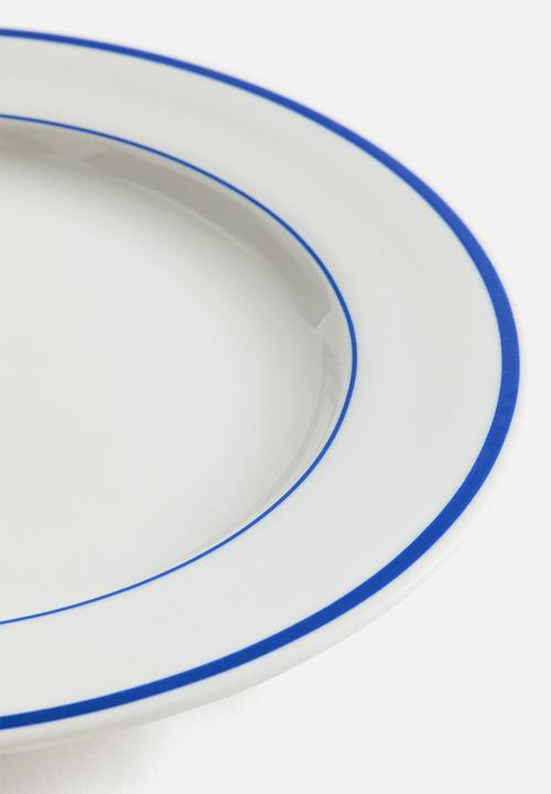 H&M - Porcelain dinner plate - white/blue