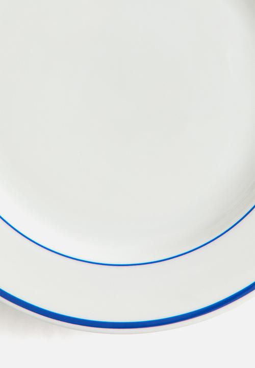 H&M - Porcelain dinner plate - white/blue