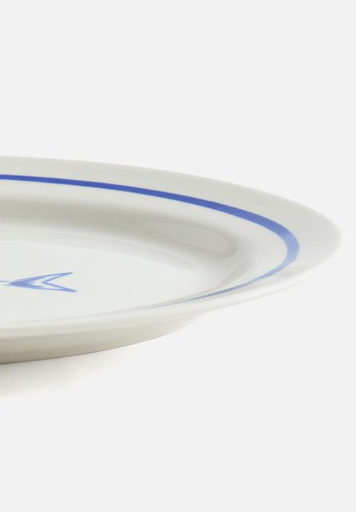 H&M - Large porcelain serving plate - blue/fish