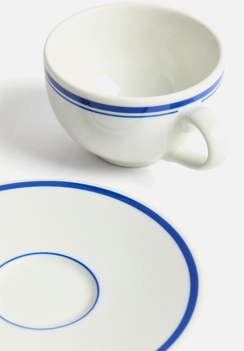 H&M - Cappuccino cup and saucer - white/blue