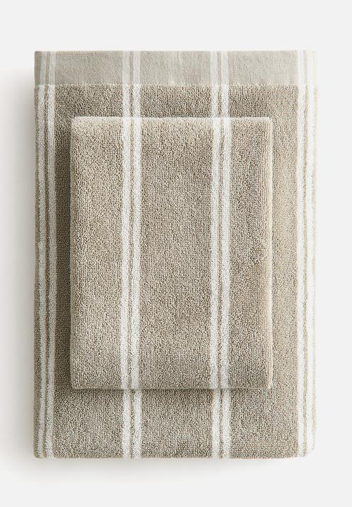 H&M - Striped bath towel - khaki beige/striped