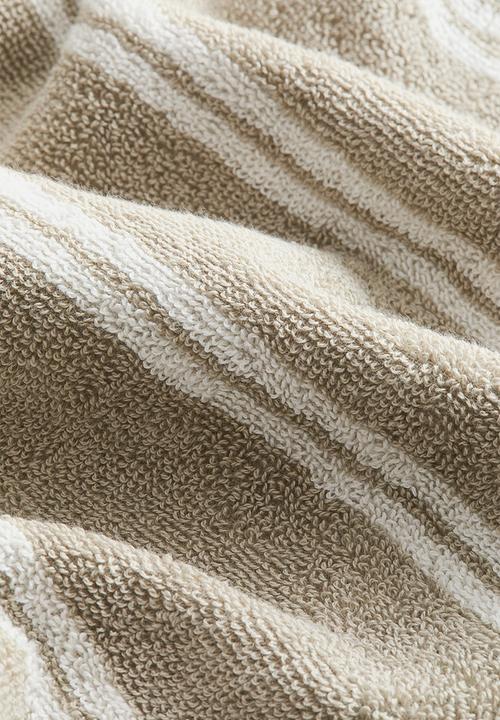 H&M - Striped bath towel - khaki beige/striped