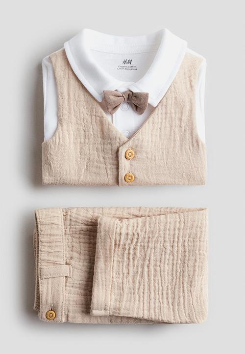 H&M - 2-piece dressy set - light beige/white