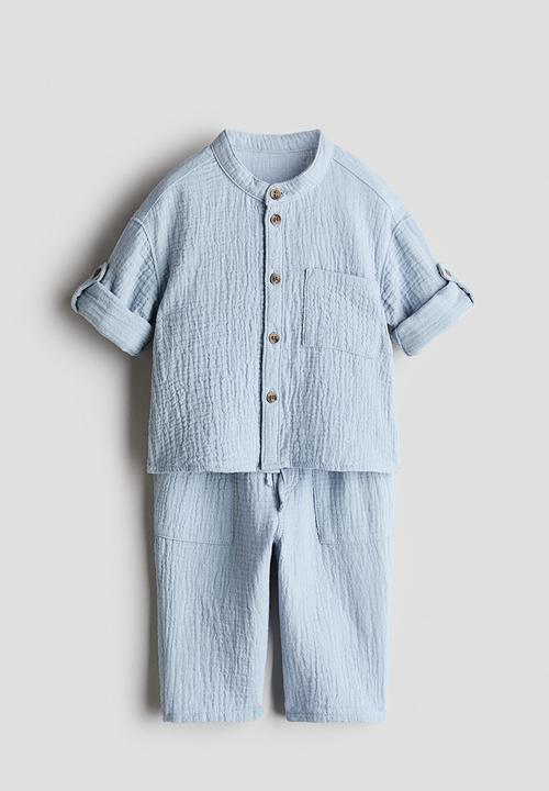 H&M - 2-piece cotton muslin set - light blue
