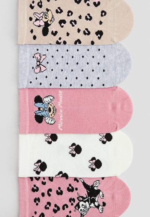 H&M - 5-pack shaftless socks - light pink/minnie mouse