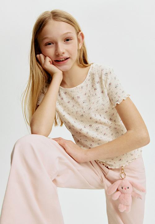 H&M - Smocked top - cream/floral