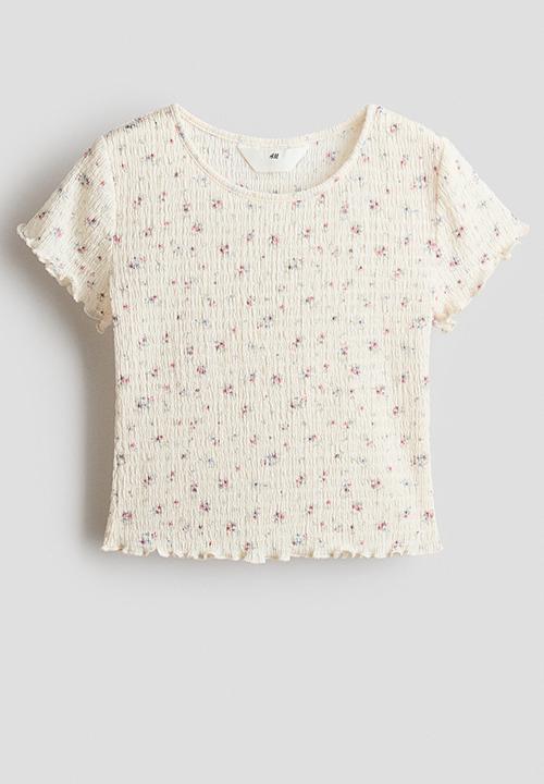 H&M - Smocked top - cream/floral
