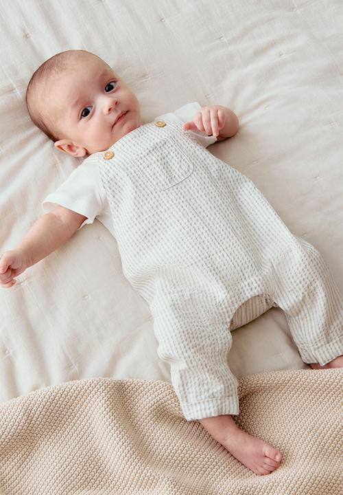 H&M - 2-piece cotton set - white/beige striped