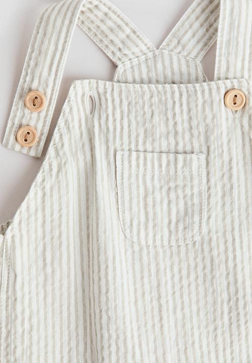 H&M - 2-piece cotton set - white/beige striped