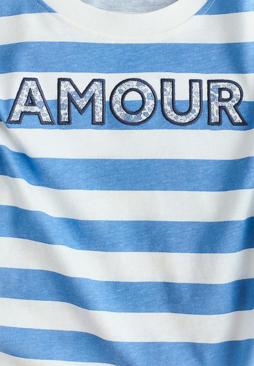H&M - Embellished t-shirt - blue/amour