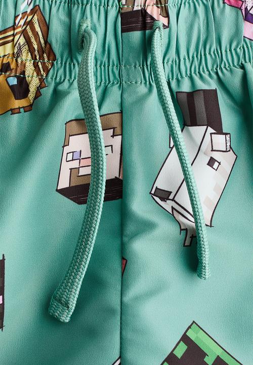H&M - Printed swim shorts - green/minecraft