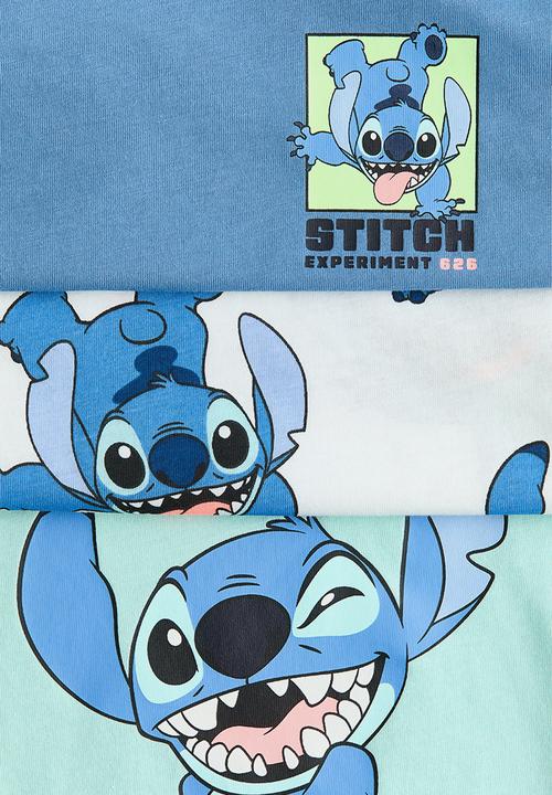 H&M - 3-pack printed t-shirts - blue/lilo & stitch
