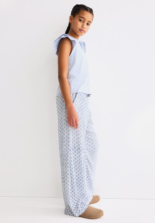 H&M - Pull-on trousers - white/blue patterned