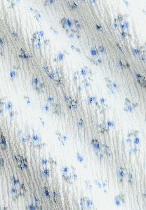 H&M - Textured jersey trousers - white/blue floral