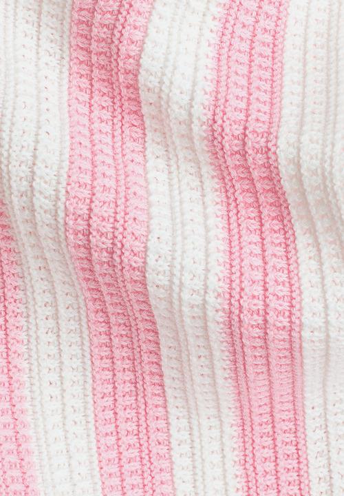 H&M - Textured cotton dress - light pink/white striped