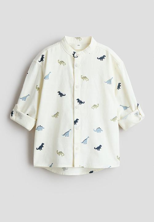 H&M - Cotton grandad shirt - cream/dinosaurs